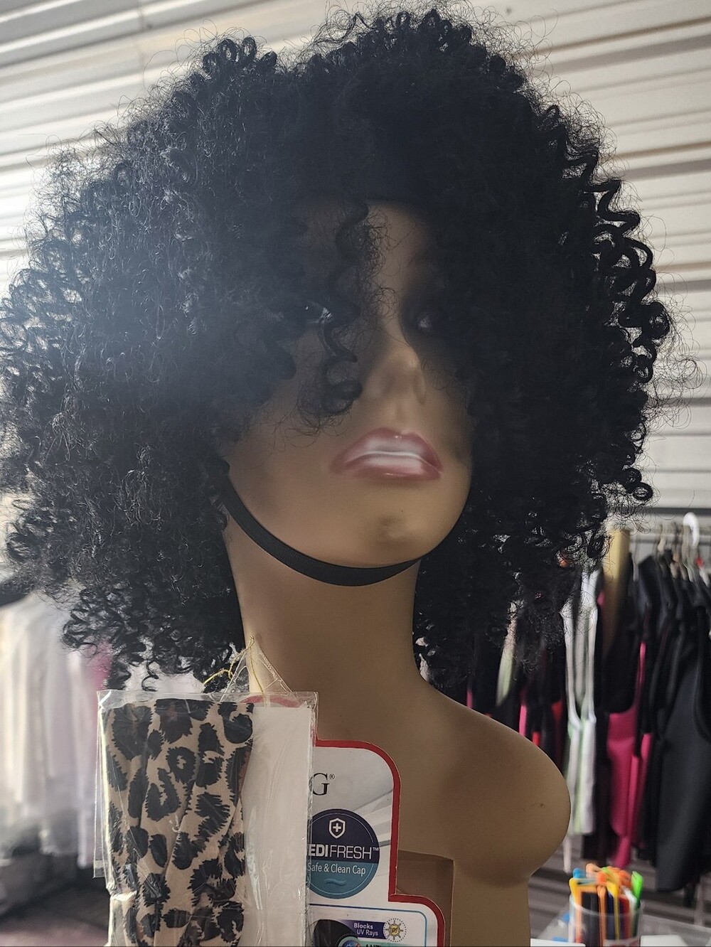 Bobbi Boss Black Curly Afro Wig with Headband
